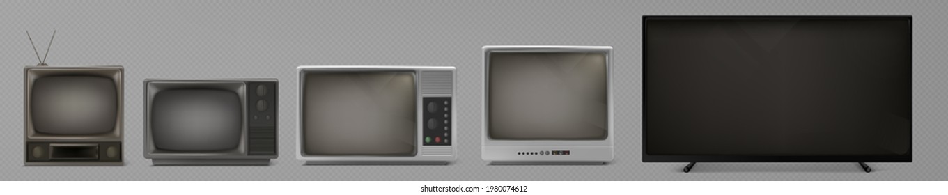 tv evolution set. Vector illustration isolated on transparent background