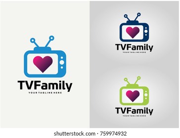 TV Family Logo Template Design. Creative Vector Emblem for Icon or Design Concept