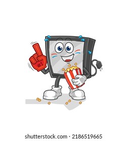 the tv fan with popcorn illustration. character vector