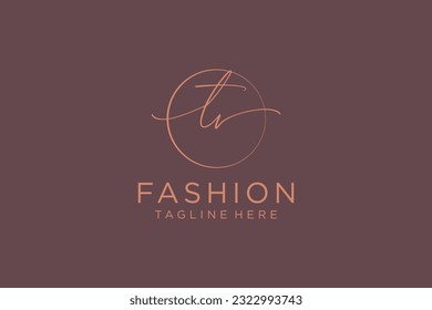 TV Feminine logo beauty monogram and elegant logo design, handwriting logo of initial signature, wedding, fashion, floral and botanical with creative template.