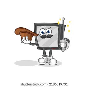 the tv fencer character. cartoon mascot vector