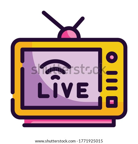 TV Fill Outline icon. Live and Streaming.