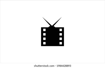 Tv With Filmstrip Movie Icon Logo Design Vetor Template Illustration
