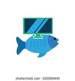 Tv Fish Logo Icon Design