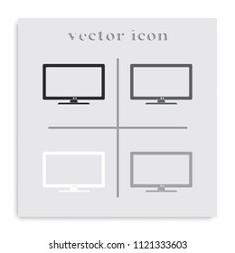 TV flat black and white vector icon.