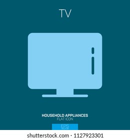 TV flat icon on blue