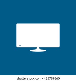 TV Flat Icon On Blue Background