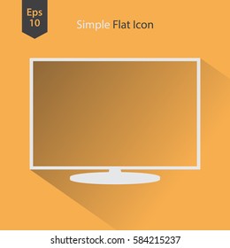 TV Flat Icon. Simple Sign Of Technology. Vector Illustrated Symbol