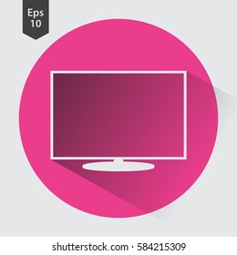 TV Flat Icon. Simple Sign Of Technology. Vector Illustrated Symbol
