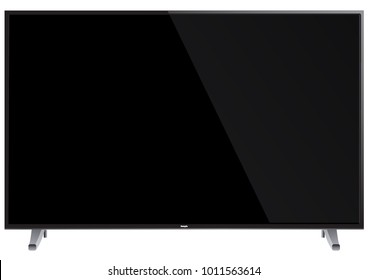 TV Flat LED - Realistic Plasma Illustration - Black Screen