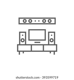 TV Flat Screen And Home Theater Line Icon.