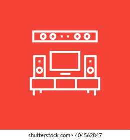 TV flat screen and home theater line icon.