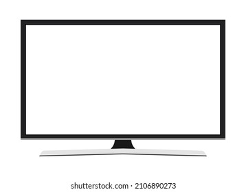 TV Flat Screen Lcd, Plasma, Tv Mock Up. White Blank HD Monitor Mockup. Modern Video Panel Black Flatscreen.Isolated On White Background. Widescreen Show Your Business Presentation On Display Device.