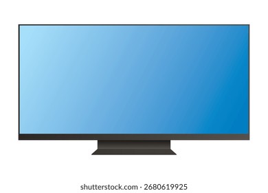 TV pantalla plana LCD, plasma, maqueta de TV. Maqueta de monitor HD. Video Pantalla plana azul del panel moderno aislado en un fondo blanco. Pantalla ancha muestra su presentación de negocios en el dispositivo de visualización, Vector EPS