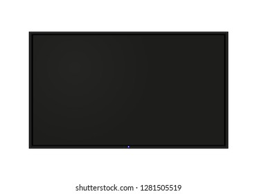 TV frame. Black flat TV, isolated on white background.Loother black screen