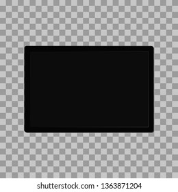 TV frame. Black flat led monitor of computer or TV isolated on a transparent background. Vector blank screen lcd, plasma, panel for your design