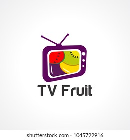 tv fruit logo vector, icon, and element for business