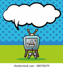 tv game doodle, speech bubble