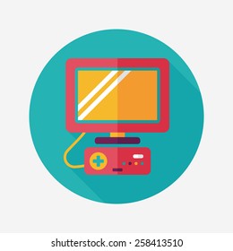 TV game flat icon with long shadow,eps10