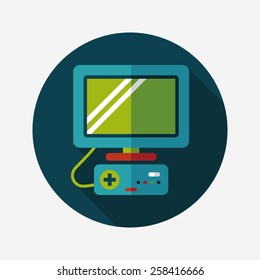 TV game flat icon with long shadow,eps10