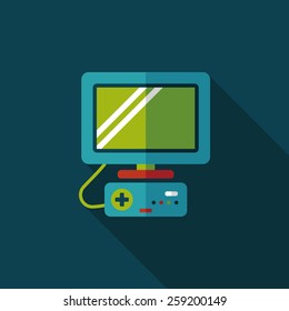 TV game flat icon with long shadow,eps10