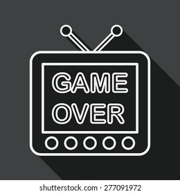 TV game flat icon with long shadow, line icon