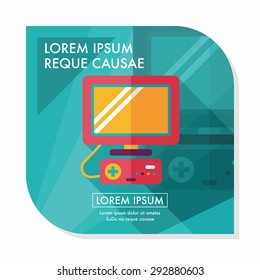 TV game flat icon with long shadow,eps10