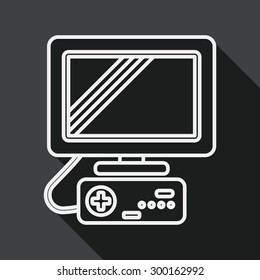 TV game flat icon with long shadow, line icon