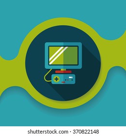 TV game flat icon with long shadow,eps10