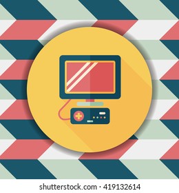 TV game flat icon with long shadow,eps10