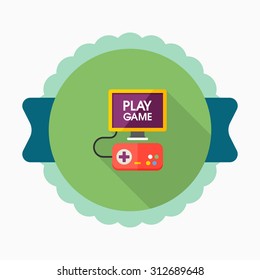 TV game icon, vector illustration. Flat design style with long shadow,eps10