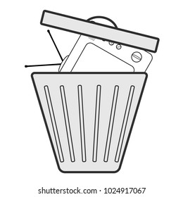 TV in the garbage can. The concept of television as information garbage.
