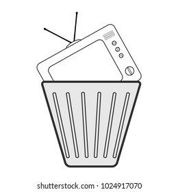 TV in the garbage can. The concept of television as information garbage.