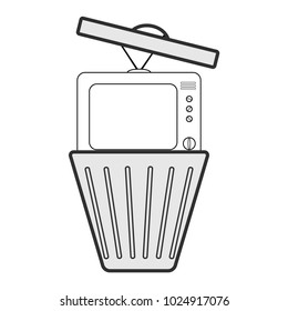 TV in the garbage can. The concept of television as information garbage.