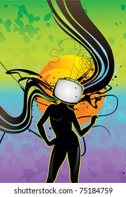tv girl abstract vector