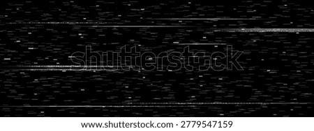 Tv glitch filter with static noise. Cctv screen overlay background. Digital y2k monitor pattern for 80s camera with broken grain. Scratch and laser scanline frequency technology with error frame.