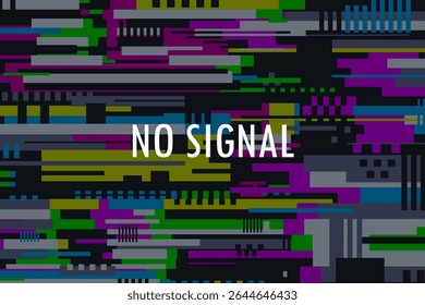 TV glitch. no signal tv screen template. vector glitched illustration