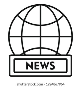 Tv global news icon. Outline tv global news vector icon for web design isolated on white background