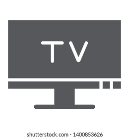 TV glyph icon, screen and display, television sign, vector graphics, a solid pattern on a white background, eps 10.