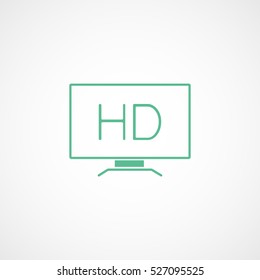 TV Green HD Flat Icon On White Background
