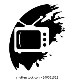 TV grunge vector icon