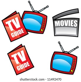 TV Guide, Television And Visual Media Objects Isolated On White