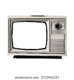 PLANTILLA de elemento de marco de collage de medio tono de TV con pantalla transparente. Ilustración vectorial sobre un fondo aislado.