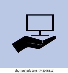 TV the hand  vector icon