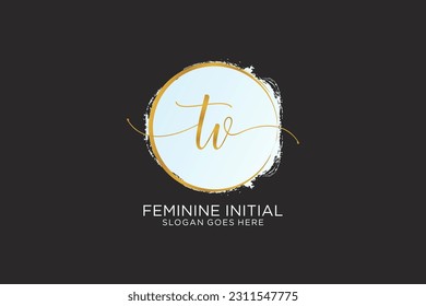 Logo de escritura a mano de TV con la firma del vector de plantilla de círculo, boda, moda, floral y botánica con plantilla creativa.
