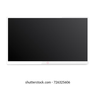 TV hanging on the wall vector with black screen. Led tv hanging on the wall background. 4k TV screen