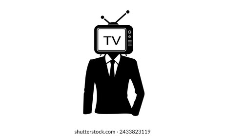 Tv Head emblem, black isolated silhouette