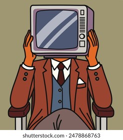 TV head man cartoon illustration