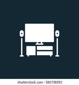 TV, home theater icon vector, filled flat sign, solid white pictogram. Symbol, logo illustration
