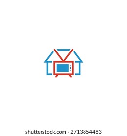 Diseño de logo de construcción de casa de TV.